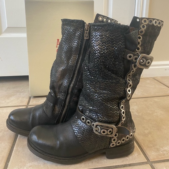 AS98 Black Moto Style Boots Preloved Size 36 - Picture 2 of 6